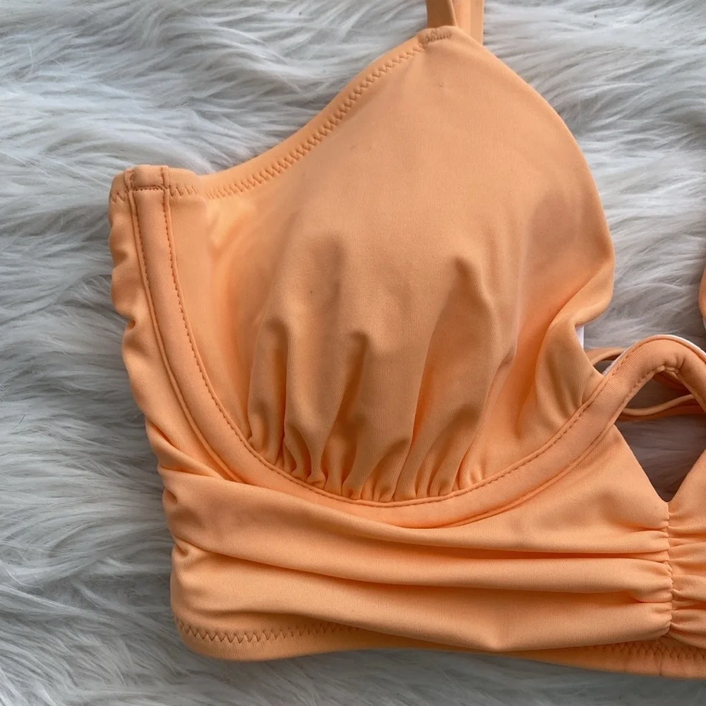 Shade & Shore | Creamsicle Shirred Keyhole Underwire Bikini Top